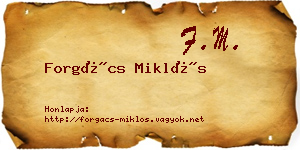 Forgács Miklós névjegykártya